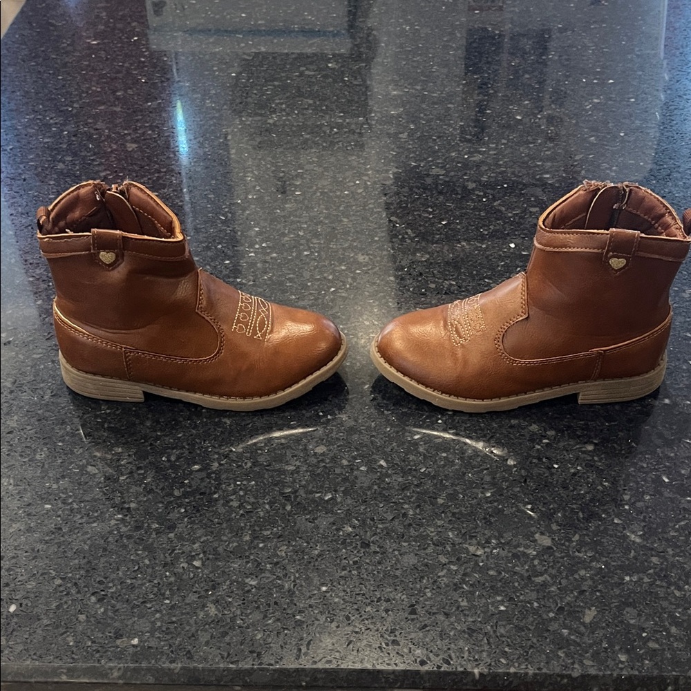 Carter's Toddler Brown Zip-Up Faux Leather Boots Size 12